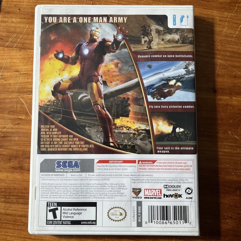 Iron Man Nintendo Wii Marvel 2008 Complete Mint Disc Tested CIB Has Manual